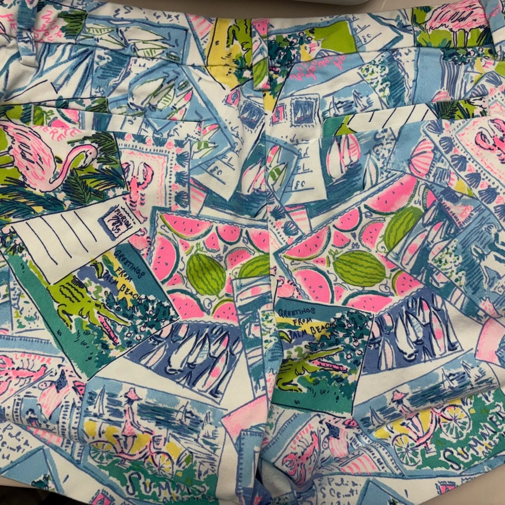 Lilly Pulitzer High Waist Shorts in Pink and Blue